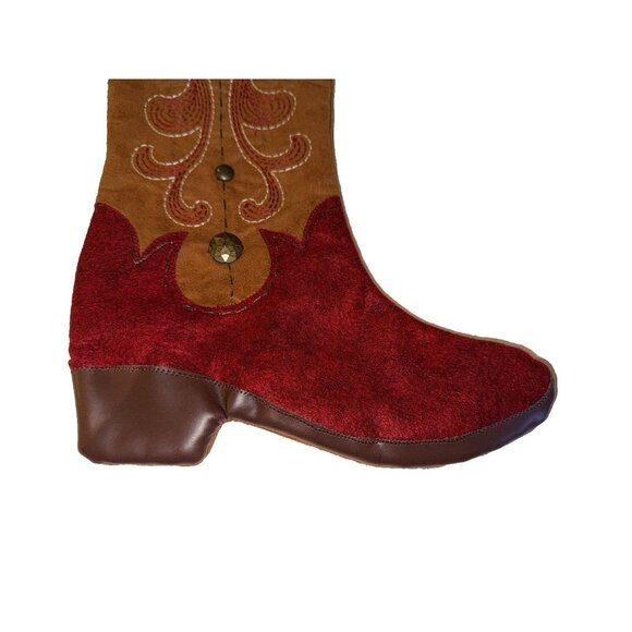 Boot Shaped Christmas Stocking Western Cowboy Ranch Farmhouse Cowgirl Faux Suede - Picture 6 of 7